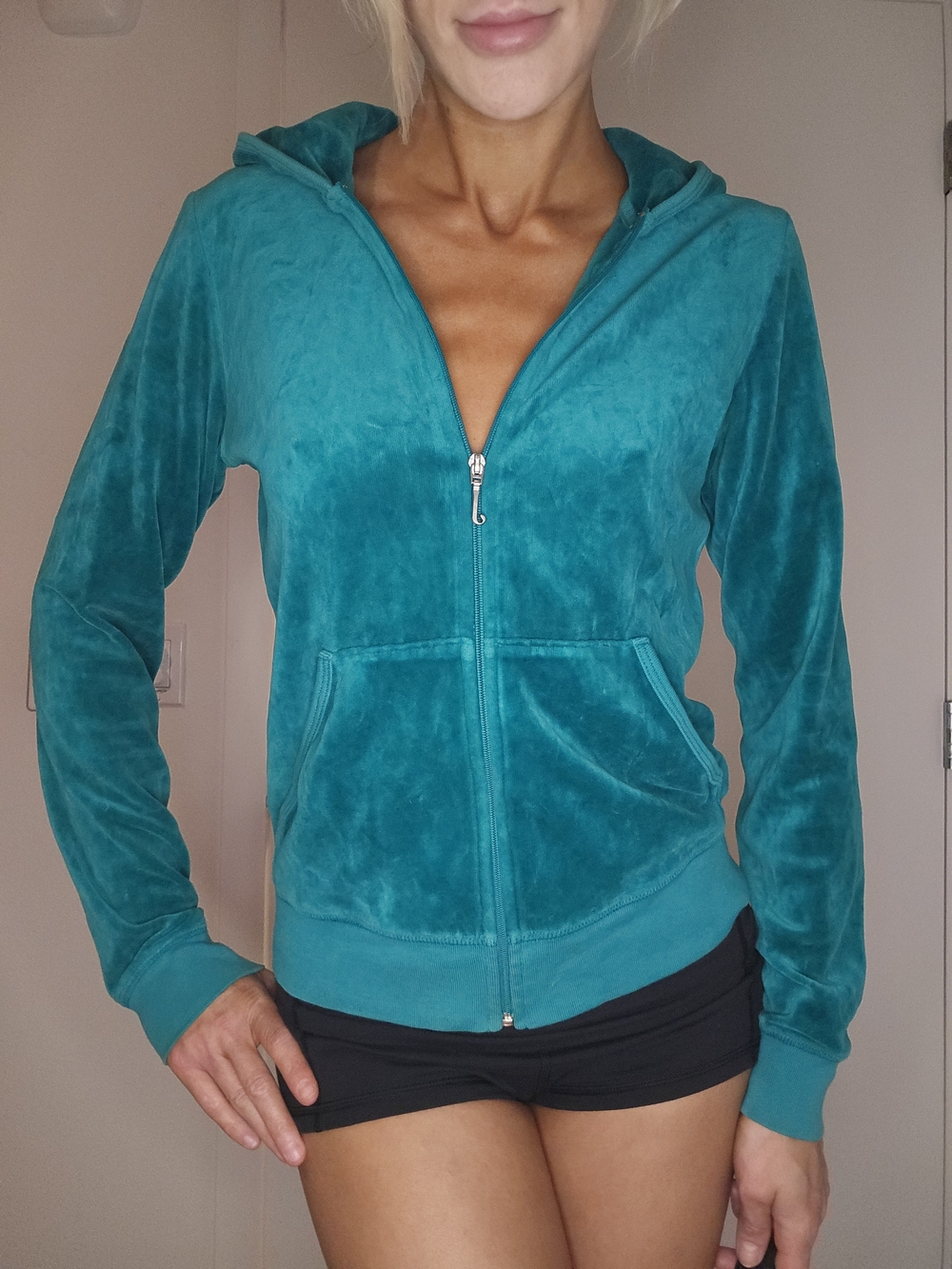 Y2K Juicy Couture Teal Velour Zip Hoodie